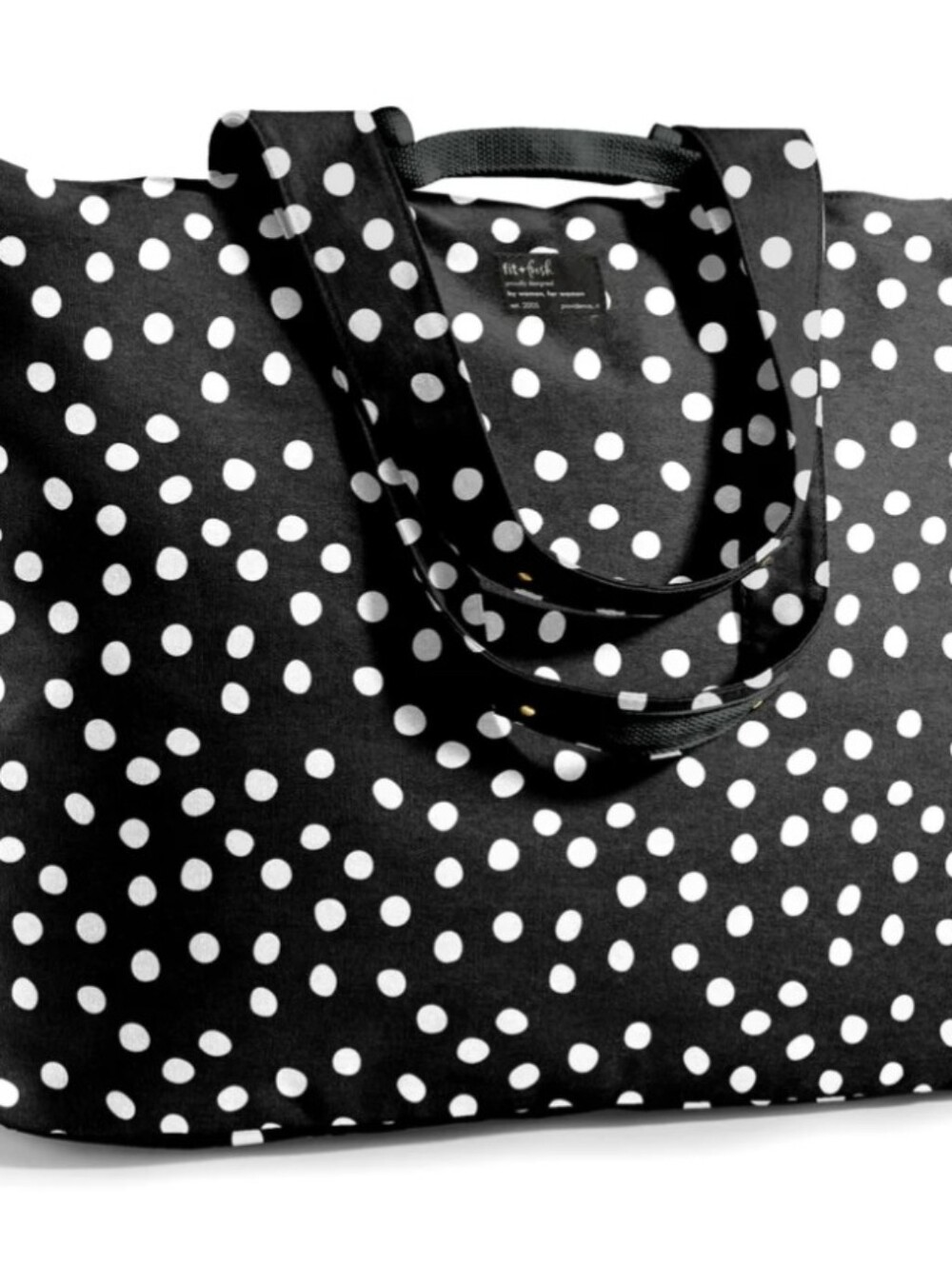 Fit+Fresh Extra Large Black And White Polka Dot Beach Bag